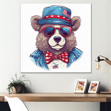 Blue Bear Portrait With Hat - Bear Wall Art Prints